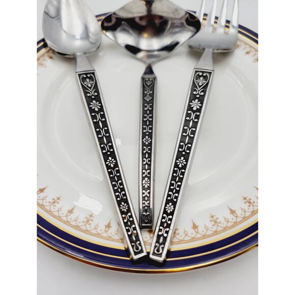 Riviera CORDOVA Set 3 Serving Pieces Stainless JAPAN Spoon, Fork, Spotted Spoon - Picture 6 of 6